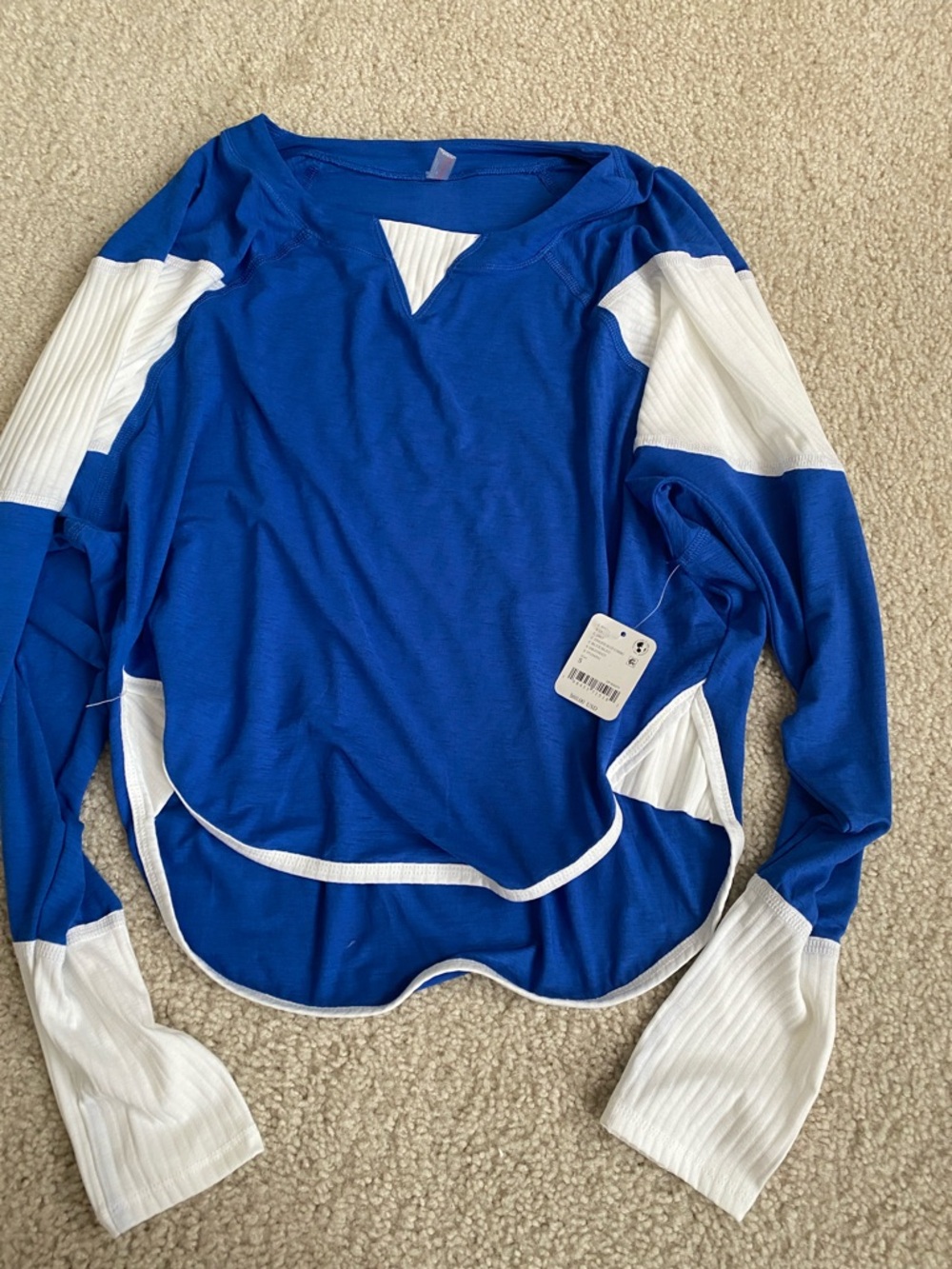 FP movement newBlue & White Long-Sleeve Knit Top - Women's S